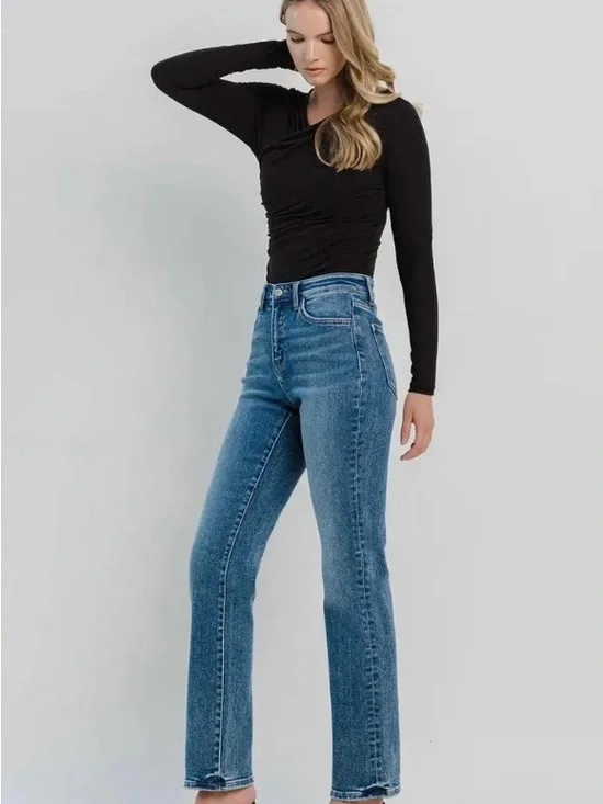 Flying Monkey Mid-Rise Straight Leg Jeans in Medium Blue Wash - Picture 2 of 3